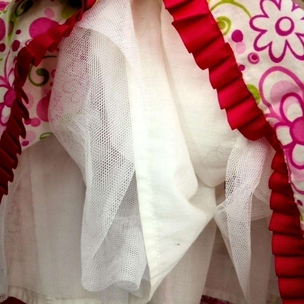 Savannah Girl's 2T Sleeveless Pink Green Dress with Ruffled Bottom Floral Print - Picture 6 of 8